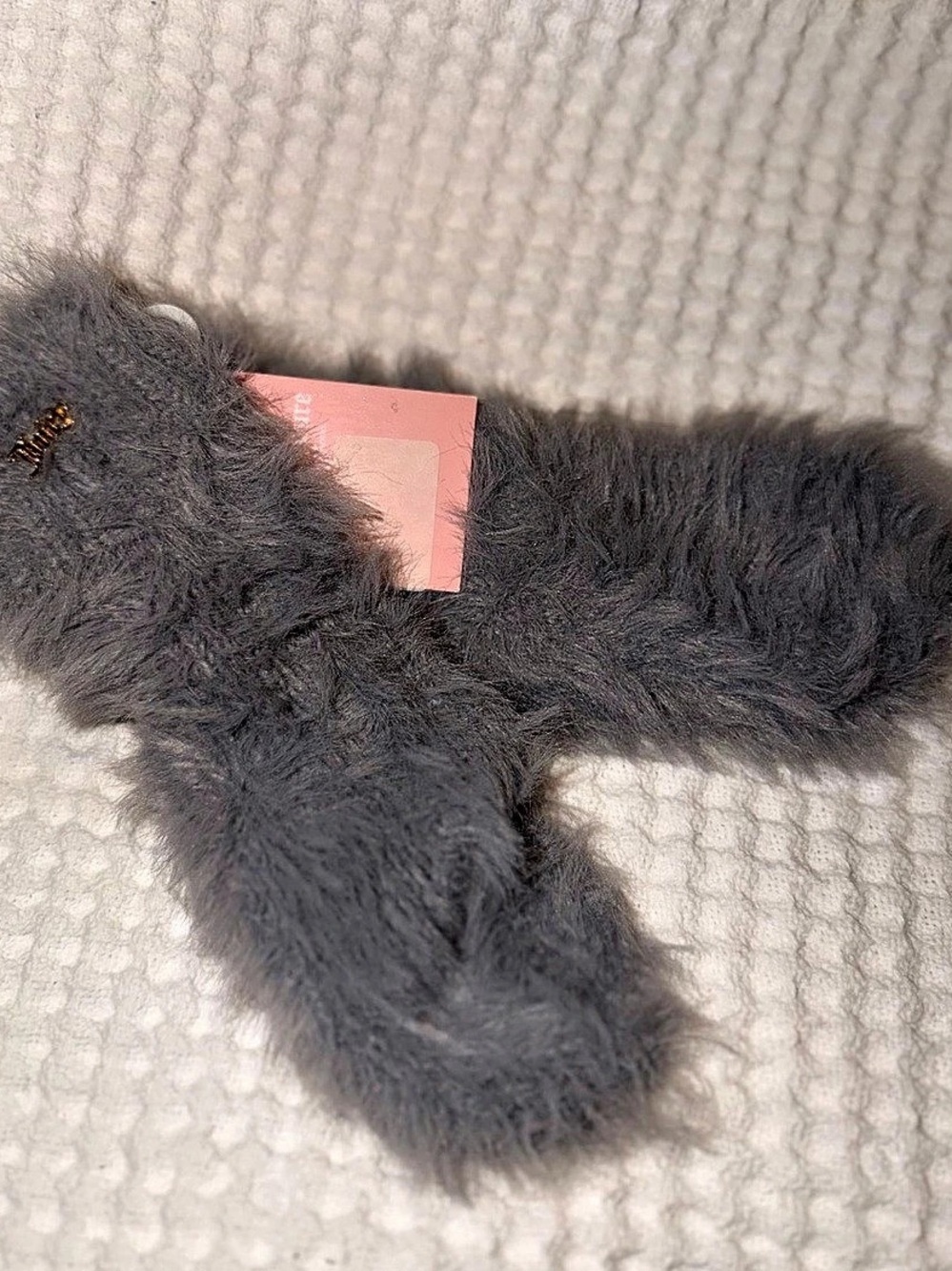 Juicy Couture Faux Fur Slide Slippers Gray